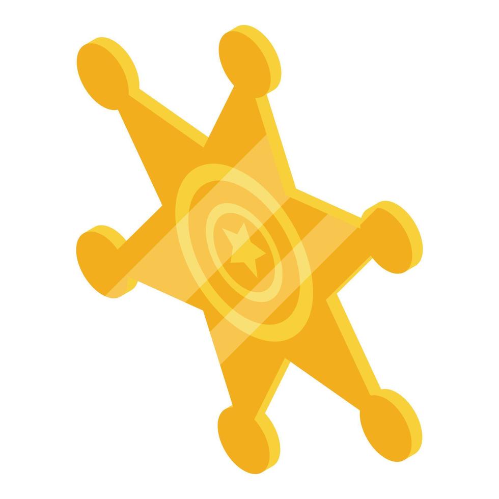 Cowboy gold star icon, isometric style vector