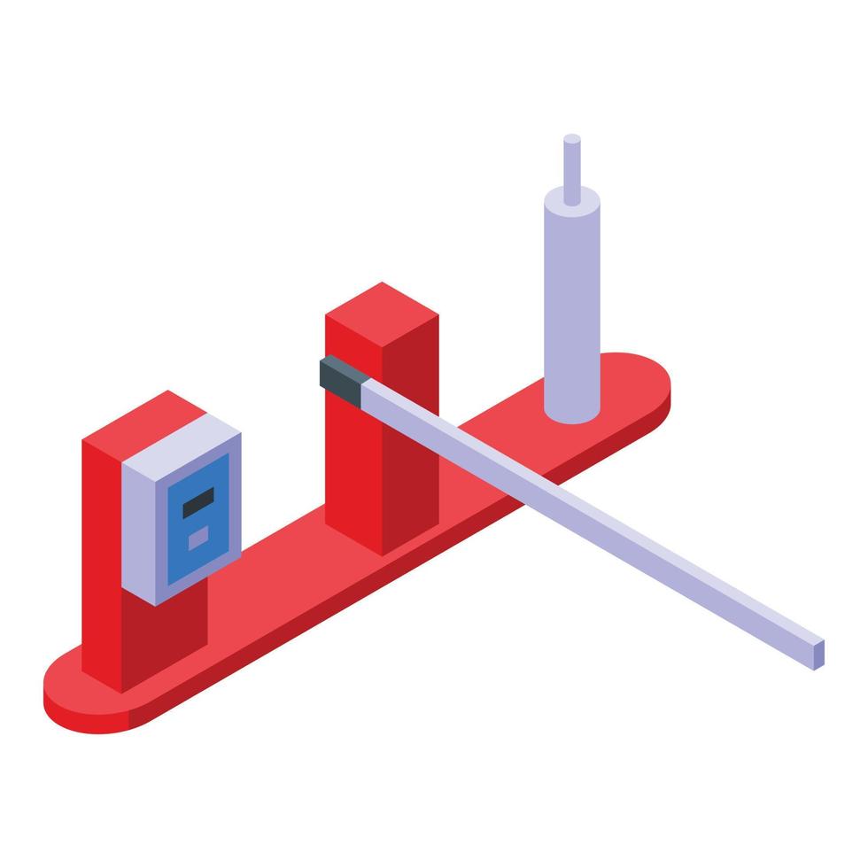 Paid parking barrier icon, isometric style vector