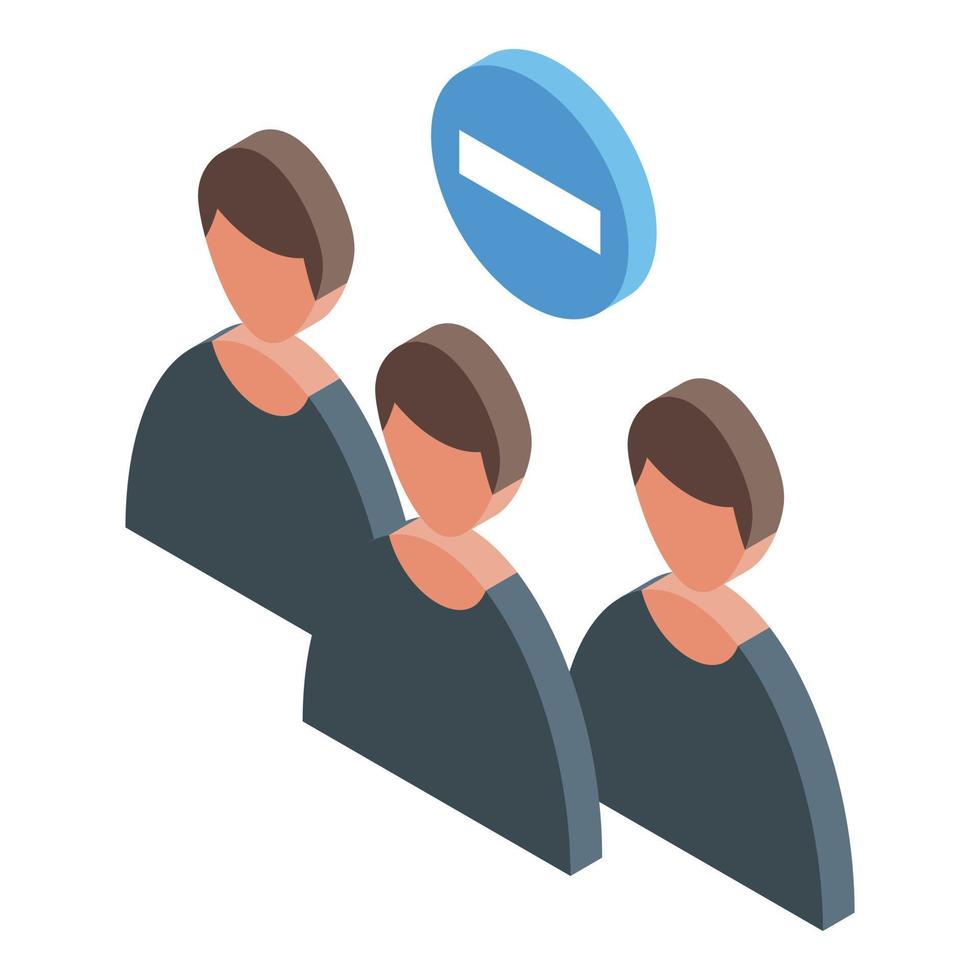 Delete user group icon, isometric style vector