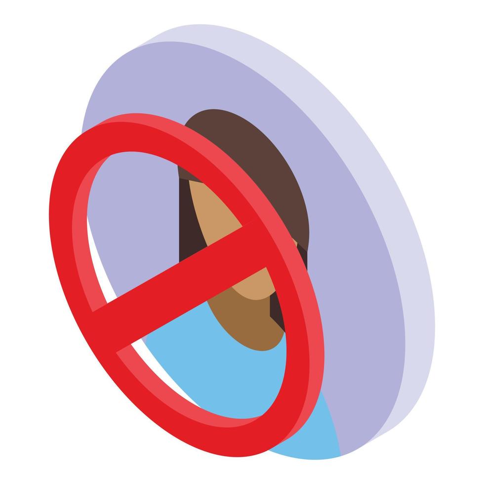 Delete user female icon, isometric style vector