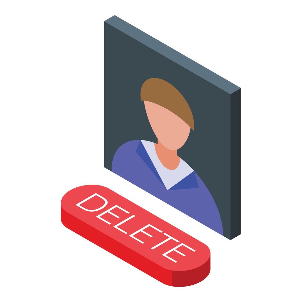 Delete user button icon, isometric style vector