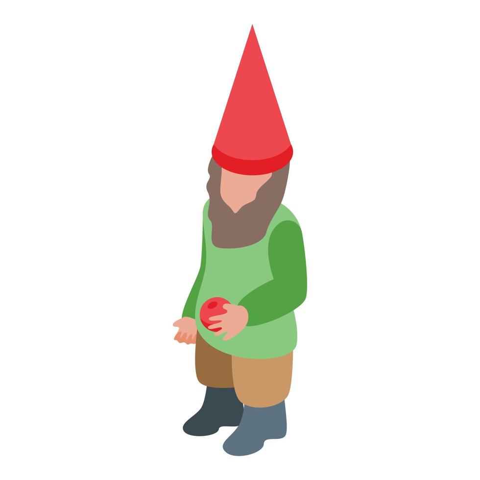 Gnome with apple icon, isometric style vector