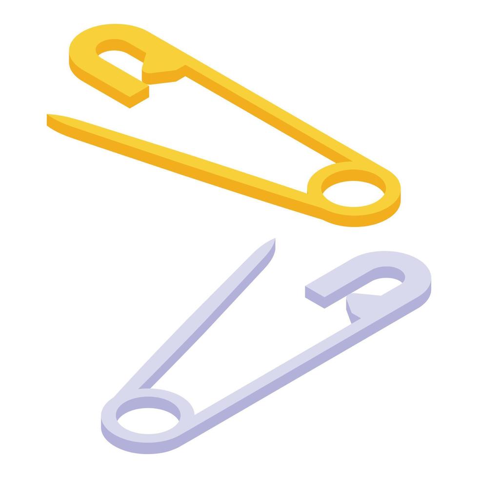 Metal pin icon isometric vector. Safety pin vector