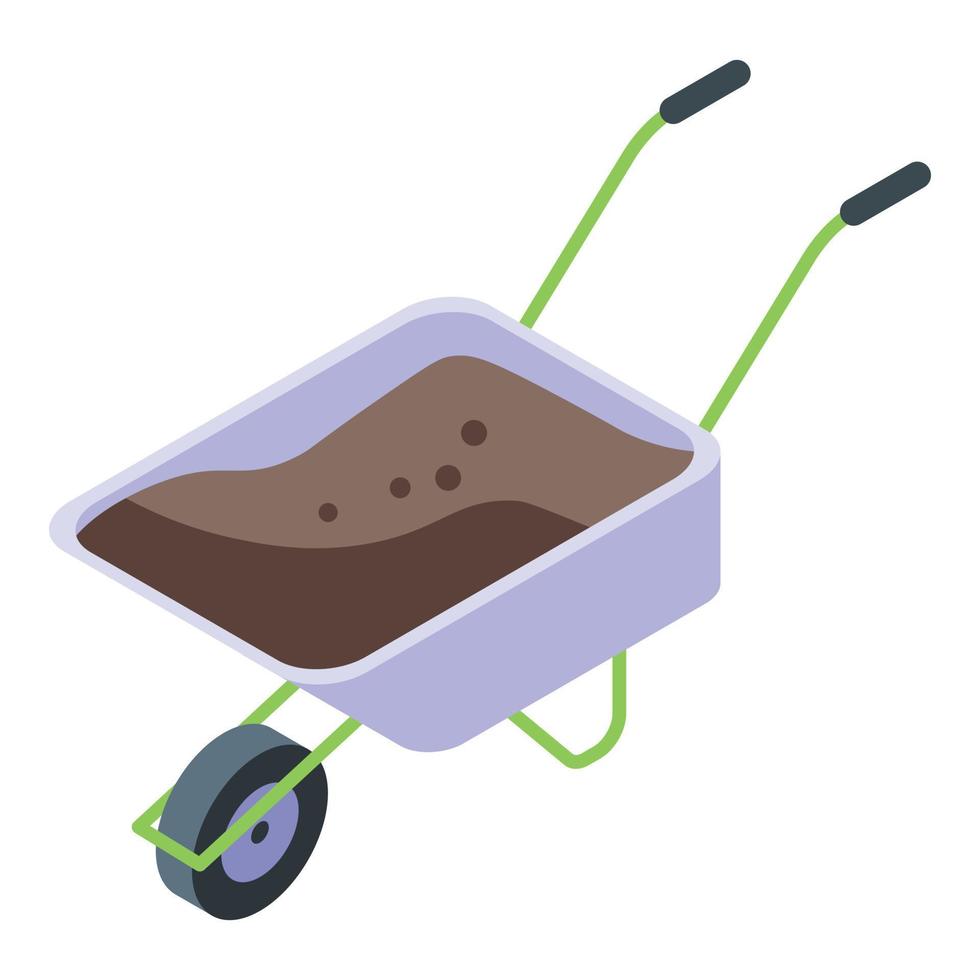 Wheelbarrow icon, isometric style vector