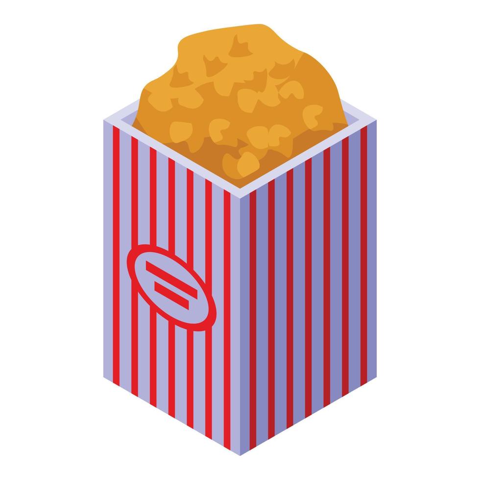 Popcorn box icon, isometric style vector