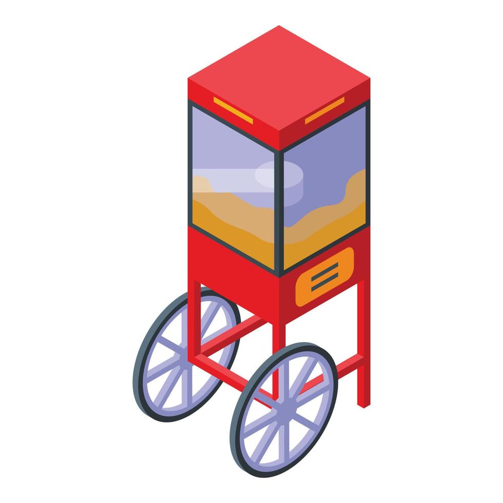 Cart popcorn maker machine icon, isometric style vector