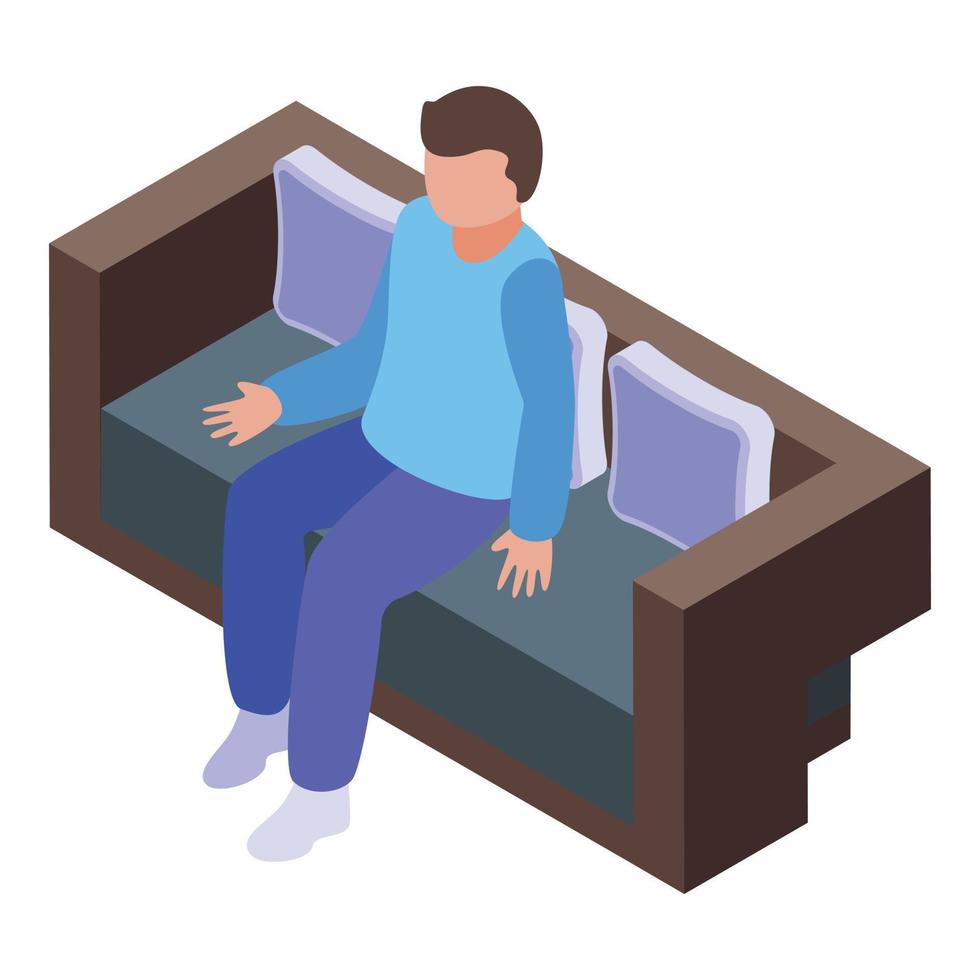 Man sofa lounge icon, isometric style vector