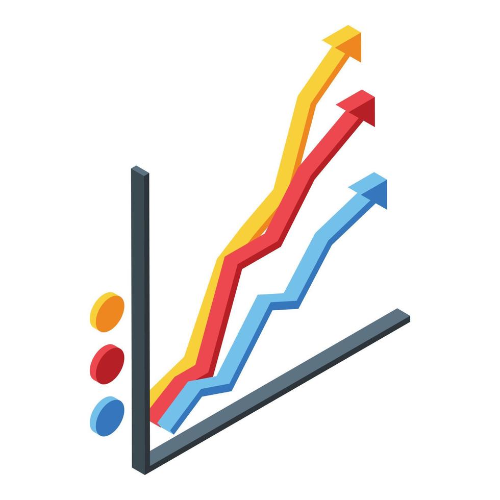Ranking lines graph icon, isometric style vector