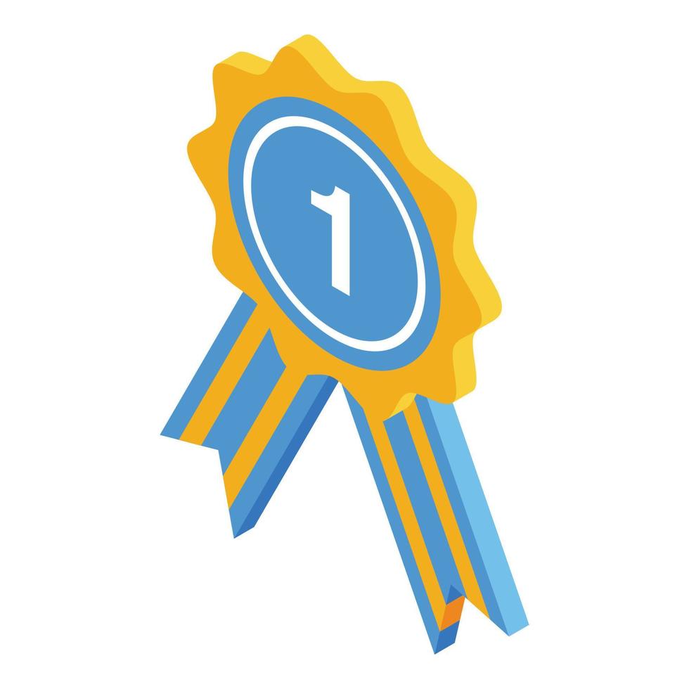 Ranking first emblem icon, isometric style vector