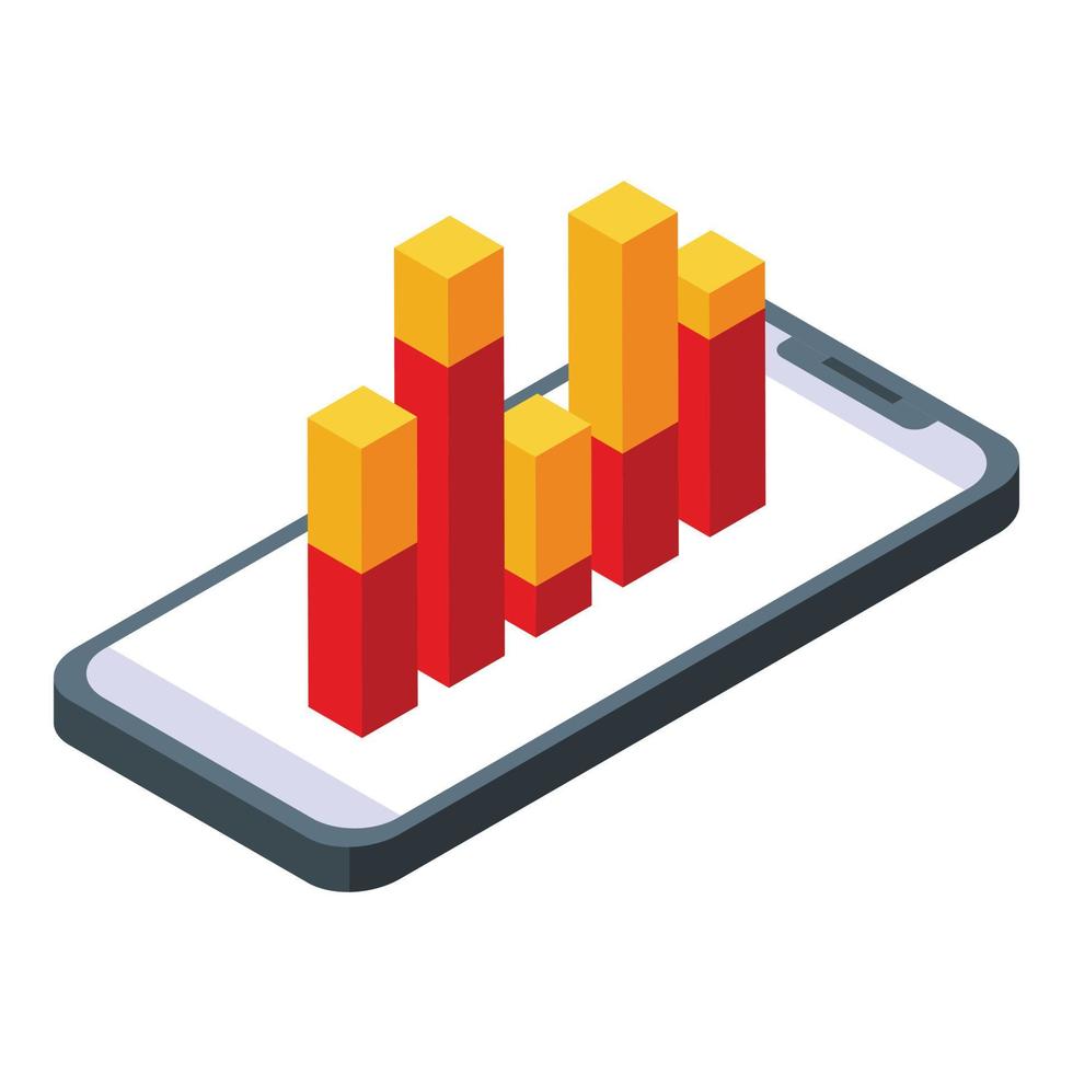 Ranking graph chart icon, isometric style vector