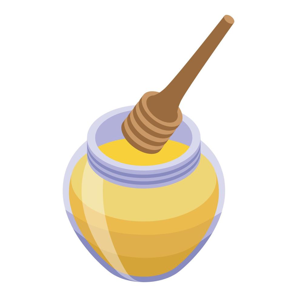 Honey jar icon, isometric style vector