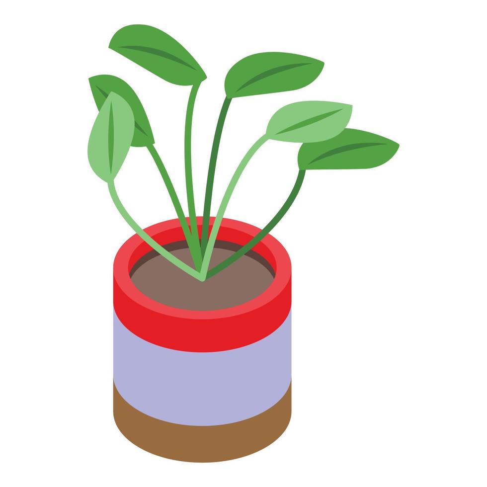 Garden plant pot icon, isometric style vector