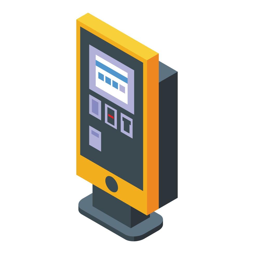 Paid parking kiosk icon, isometric style vector