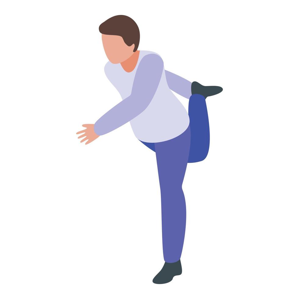 Man stretching icon, isometric style vector