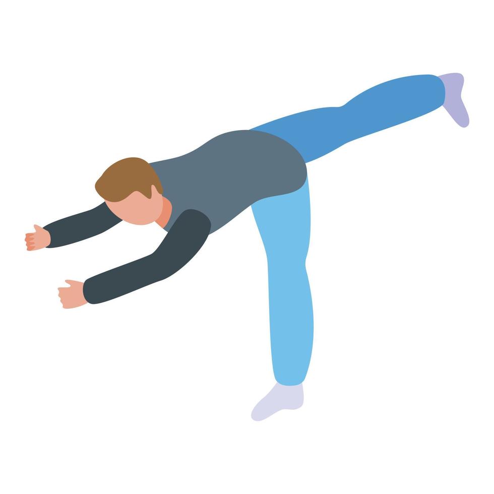 Boy practice yoga icon, isometric style vector