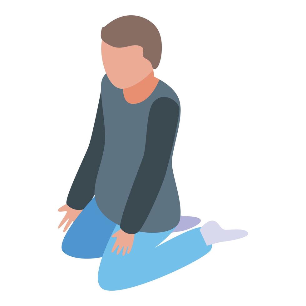 Man spiritual practice icon, isometric style vector