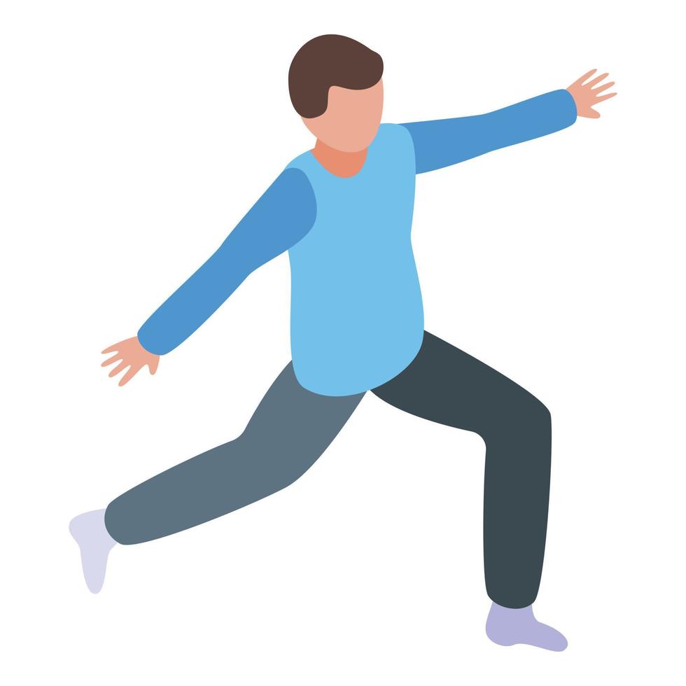 icono de pose de yoga hombre, estilo isométrico vector