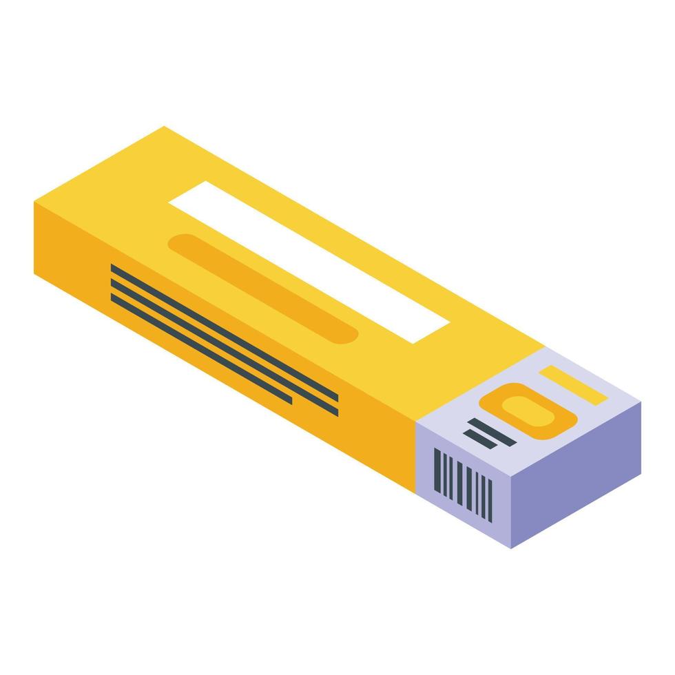 Icono de caja de paquete de pastillas para la tos, estilo isométrico vector