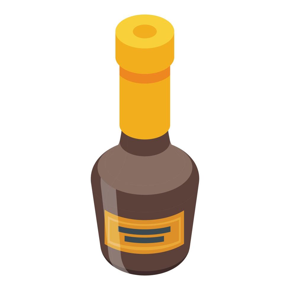 Whiskey bottle icon, isometric style vector