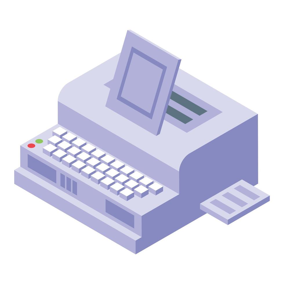 Typewriter cipher icon, isometric style vector