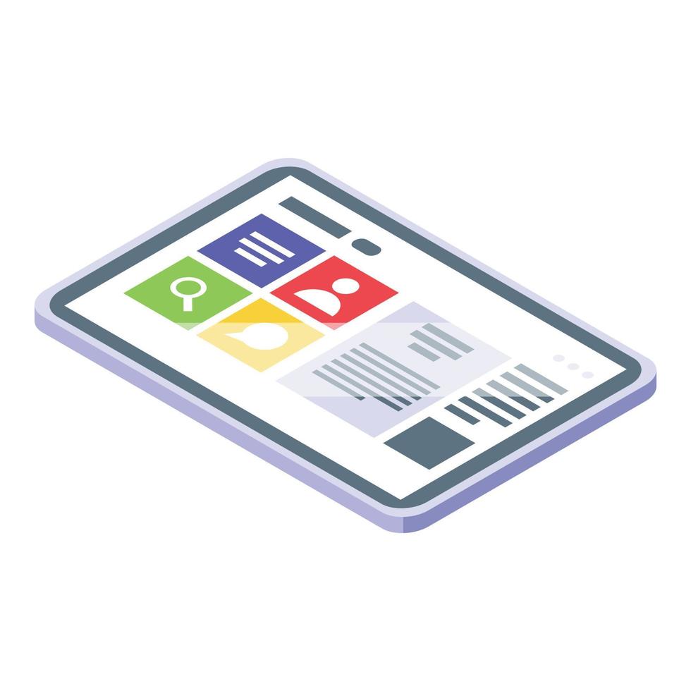 Social tablet icon isometric vector. Virtual media checklist vector