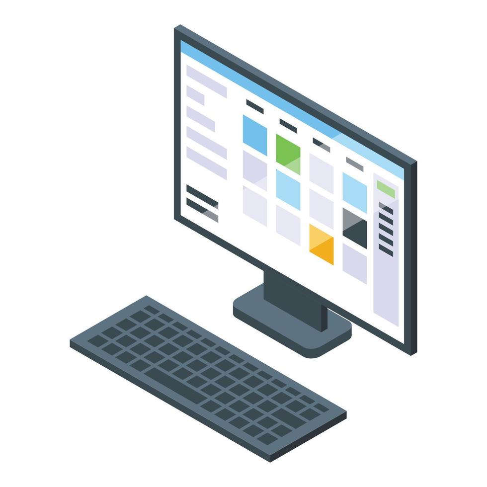 Task schedule computer icon, isometric style vector