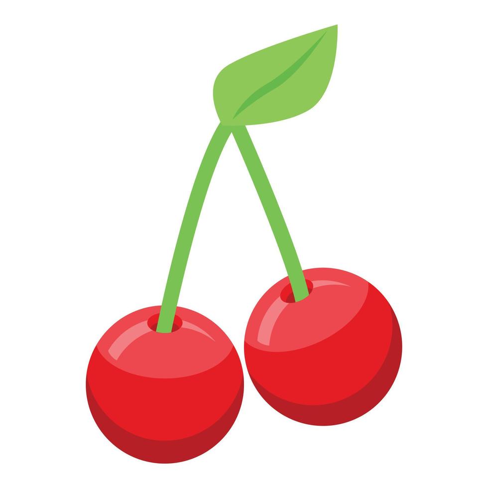 icono de cereza roja, estilo isométrico vector