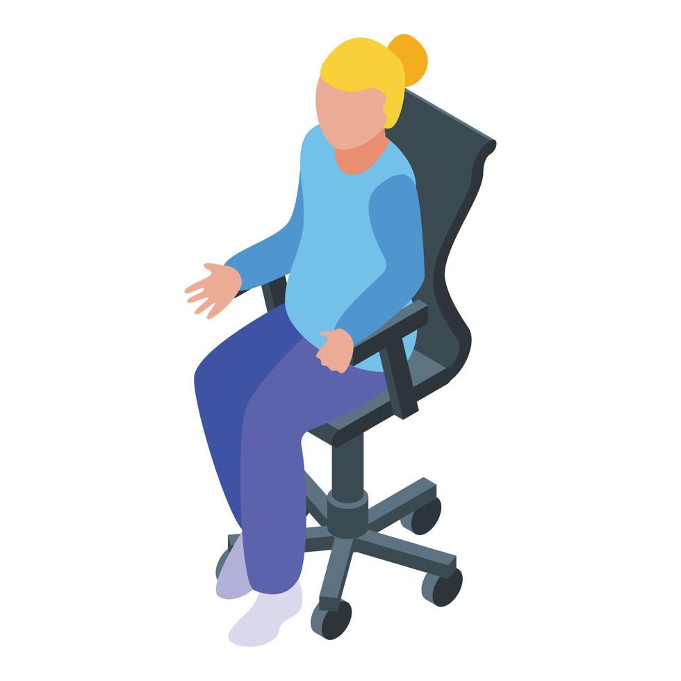 icono de silla de oficina ergonómica, estilo isométrico vector