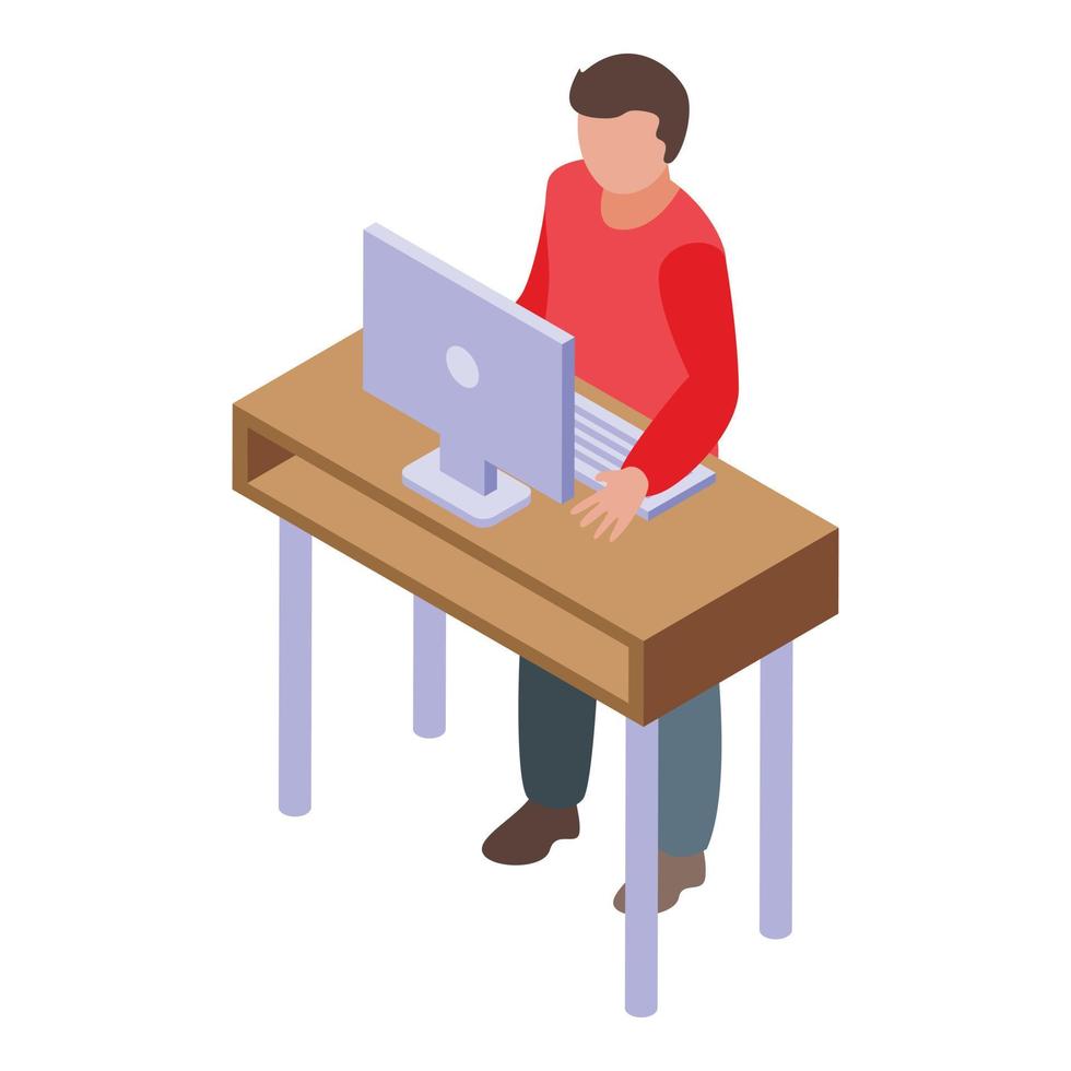 icono de lugar de trabajo ergonómico, estilo isométrico vector