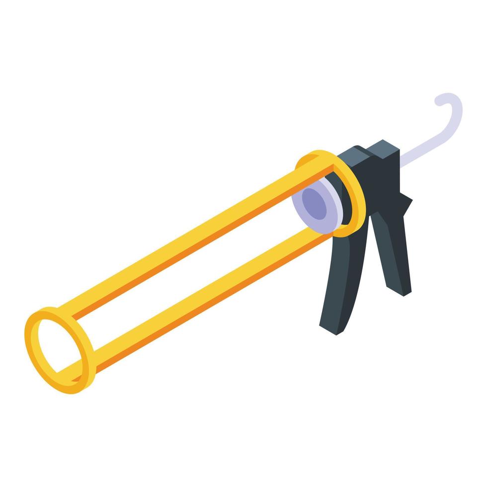 Silicone caulk equipment icon, isometric style vector