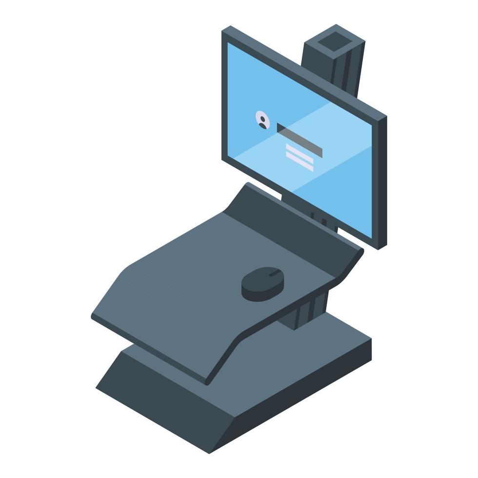 Ergonomic computer monitor icon, isometric style vector