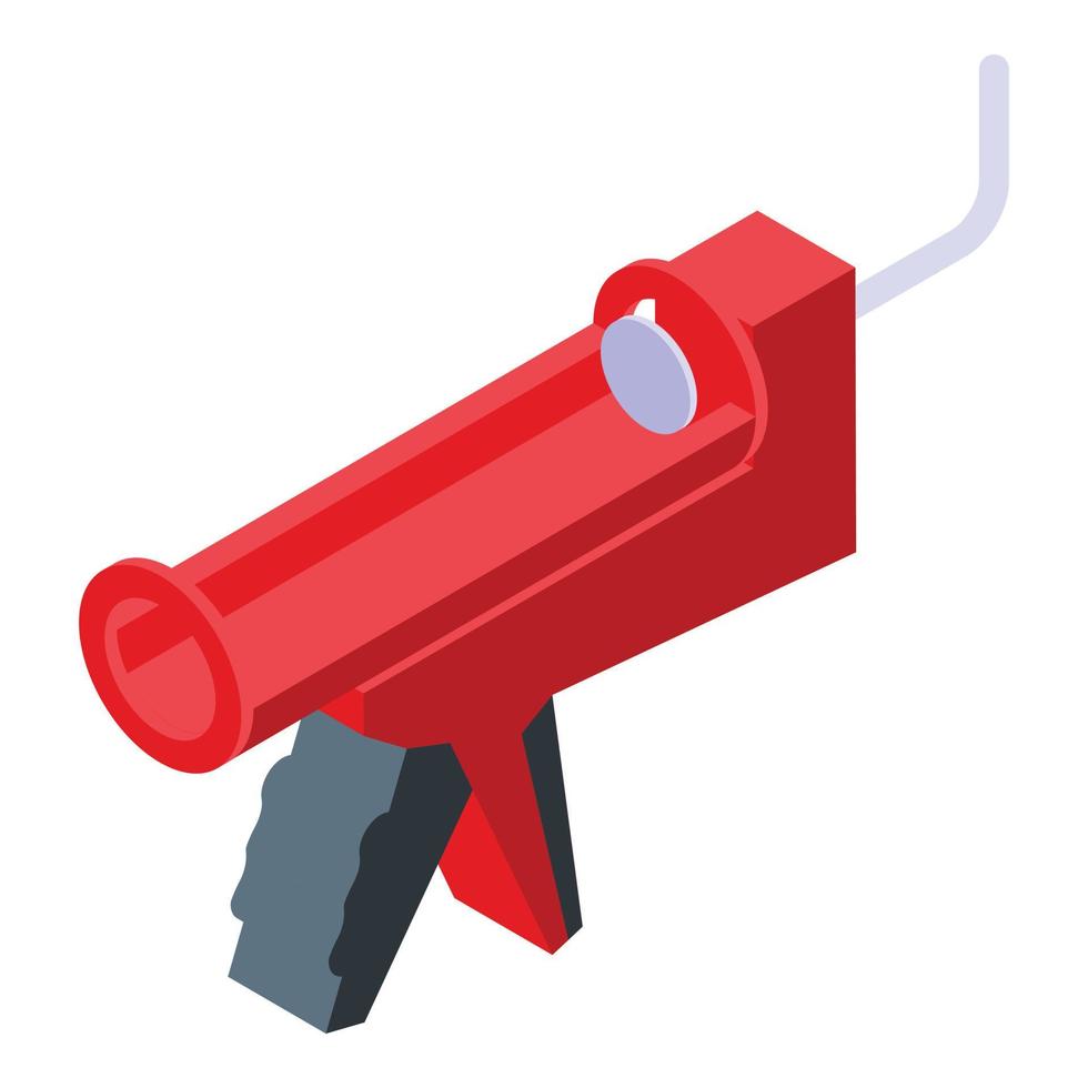 Silicone caulk gun adhesive icon, isometric style vector