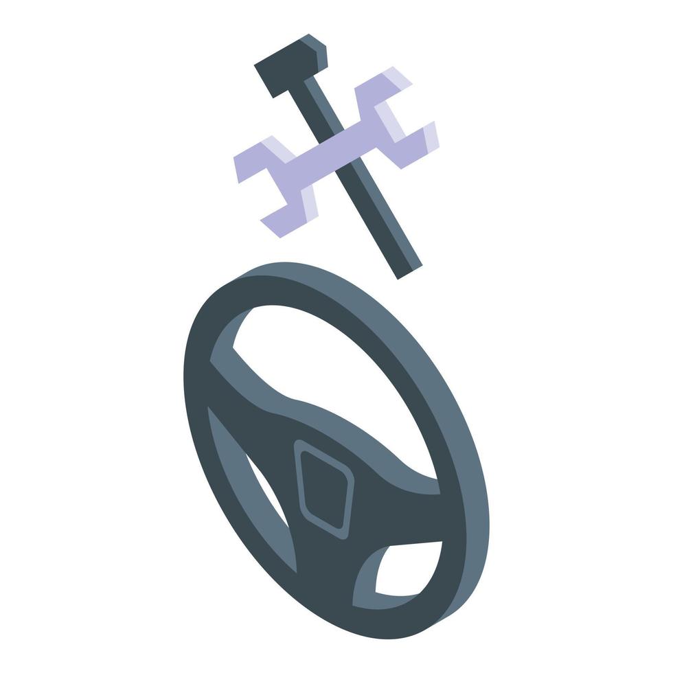 Car steering wheel icon, isometric style vector