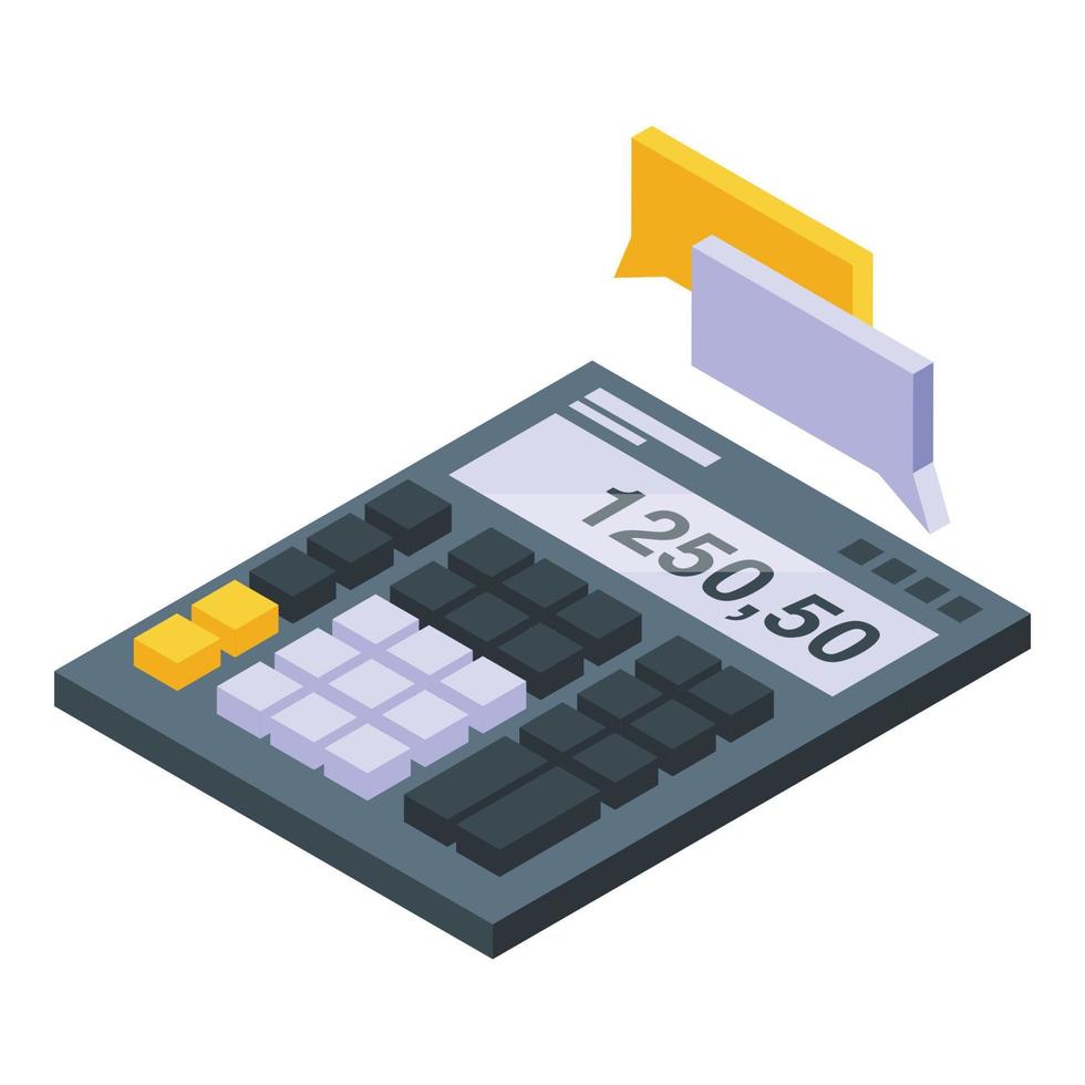 calculadora, icono de compra de automóviles, estilo isométrico vector