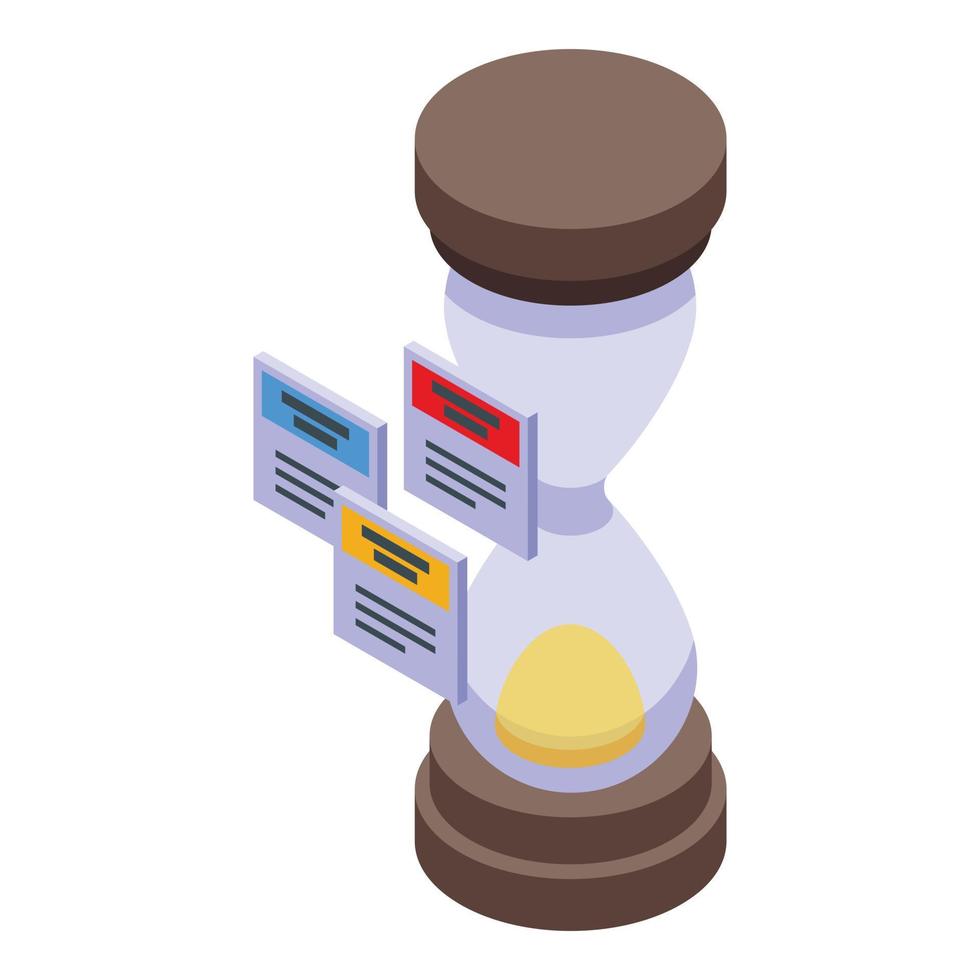 Task schedule hourglass icon, isometric style vector
