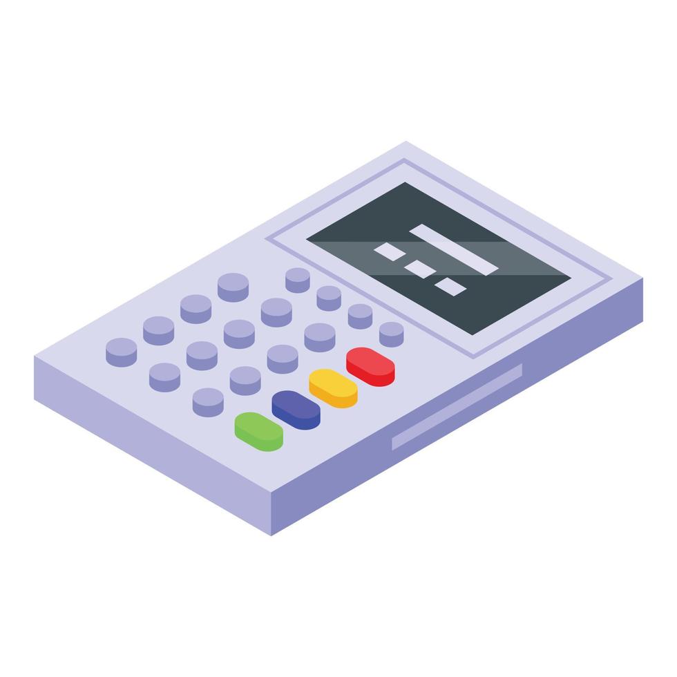 icono de calculadora de tarjeta de paciente electrónica, estilo isométrico vector