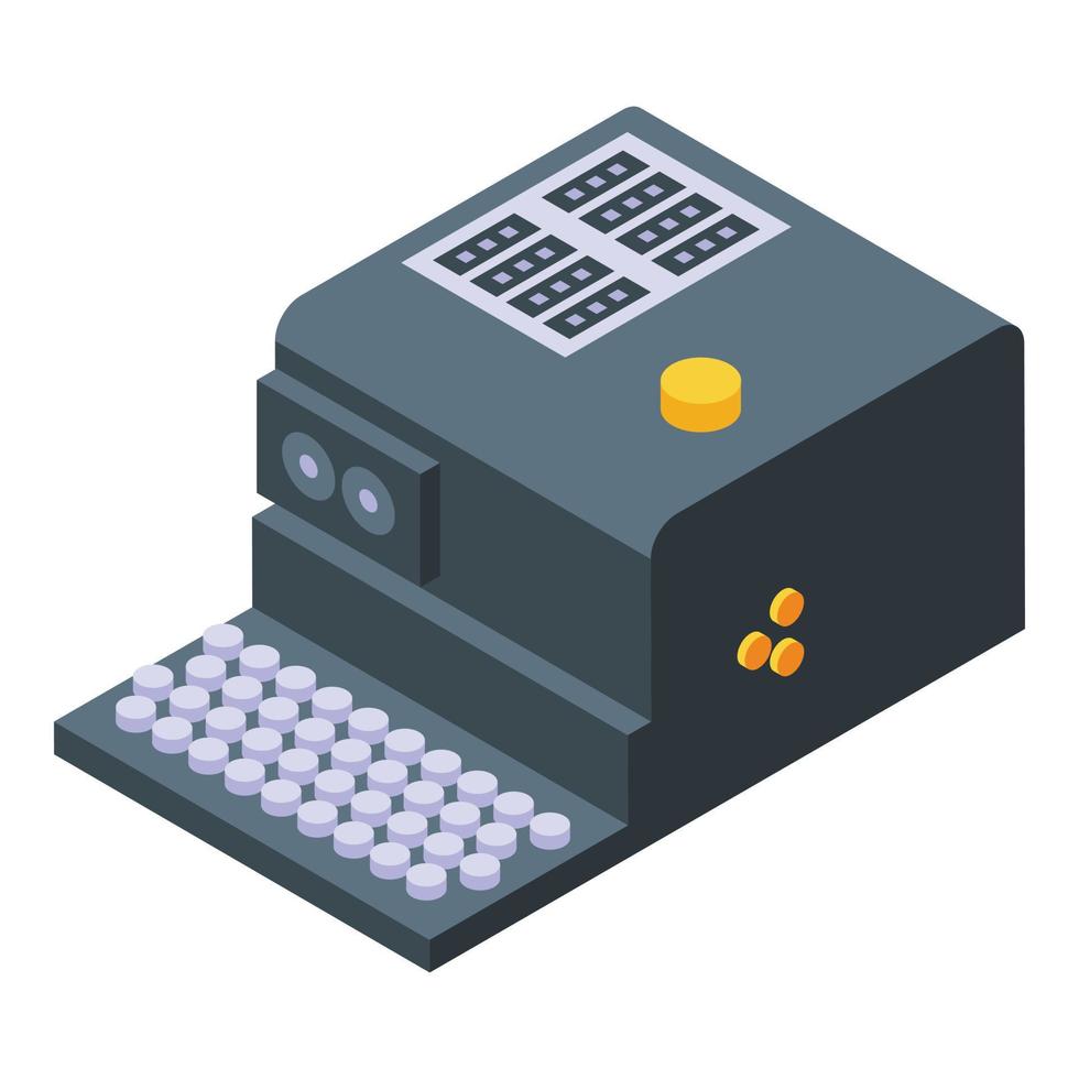 Retro cipher icon, isometric style vector