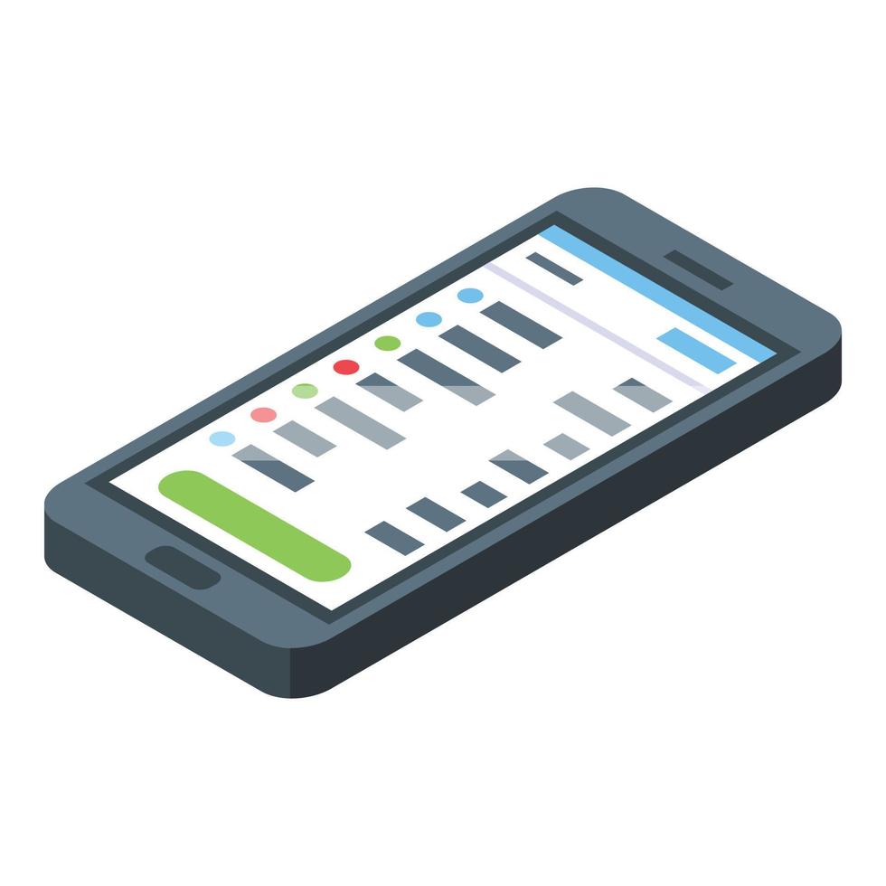 Task schedule smartphone icon, isometric style vector