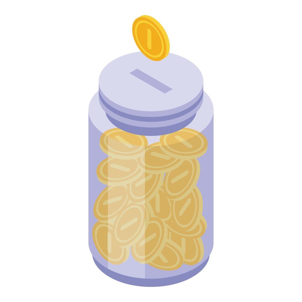 Successful campaign coin jar icon, isometric style vector