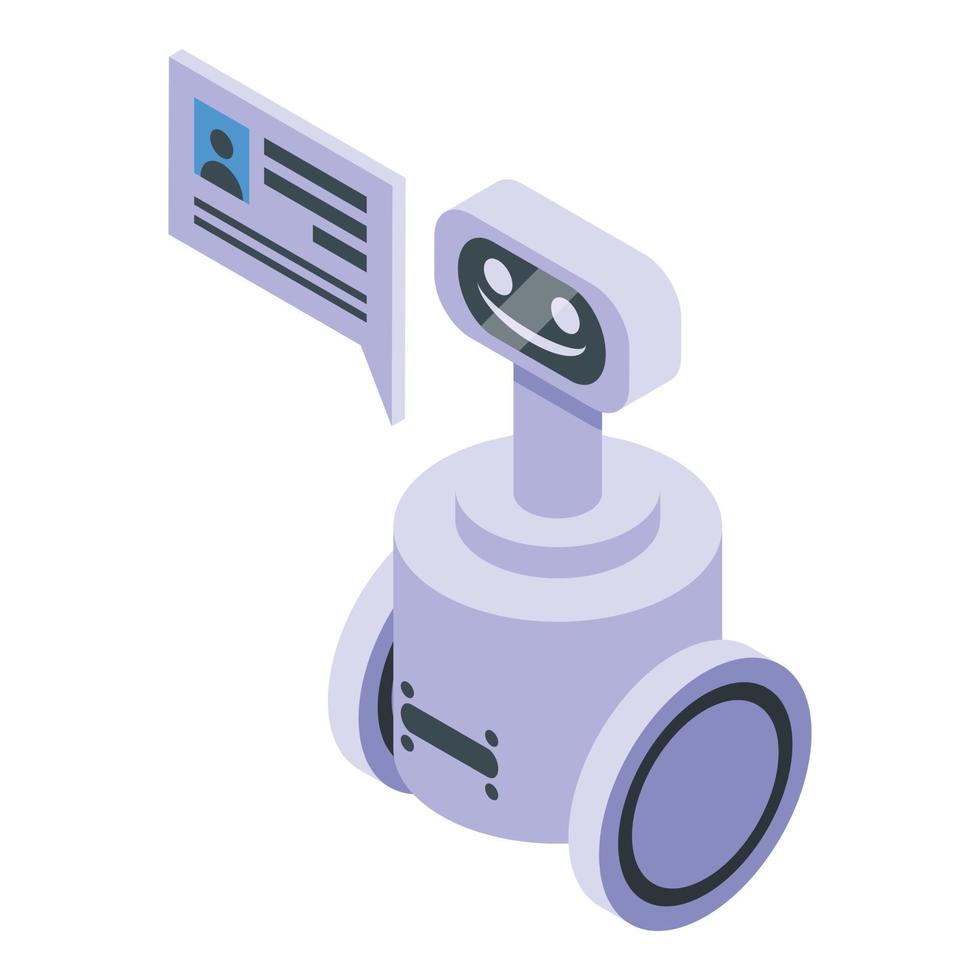 icono de tarjeta de paciente electrónica robot, estilo isométrico vector