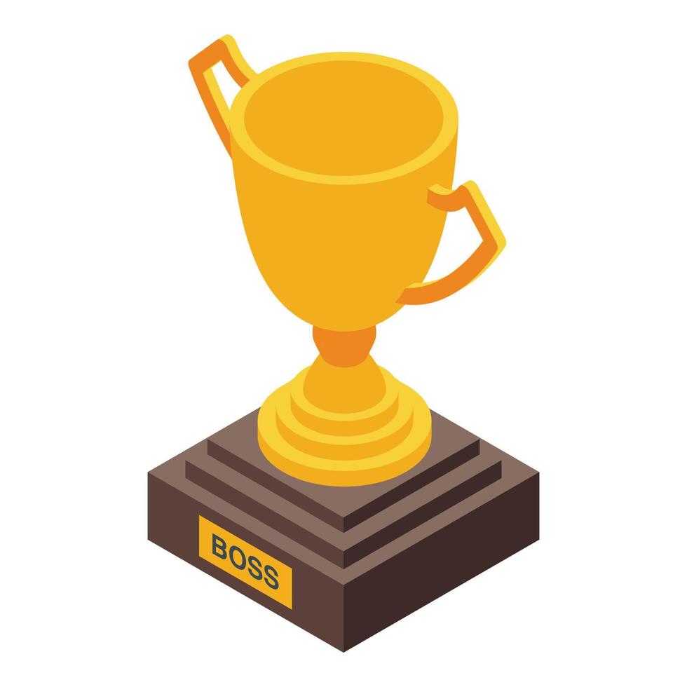 Successful career gold cup icon, isometric style vector