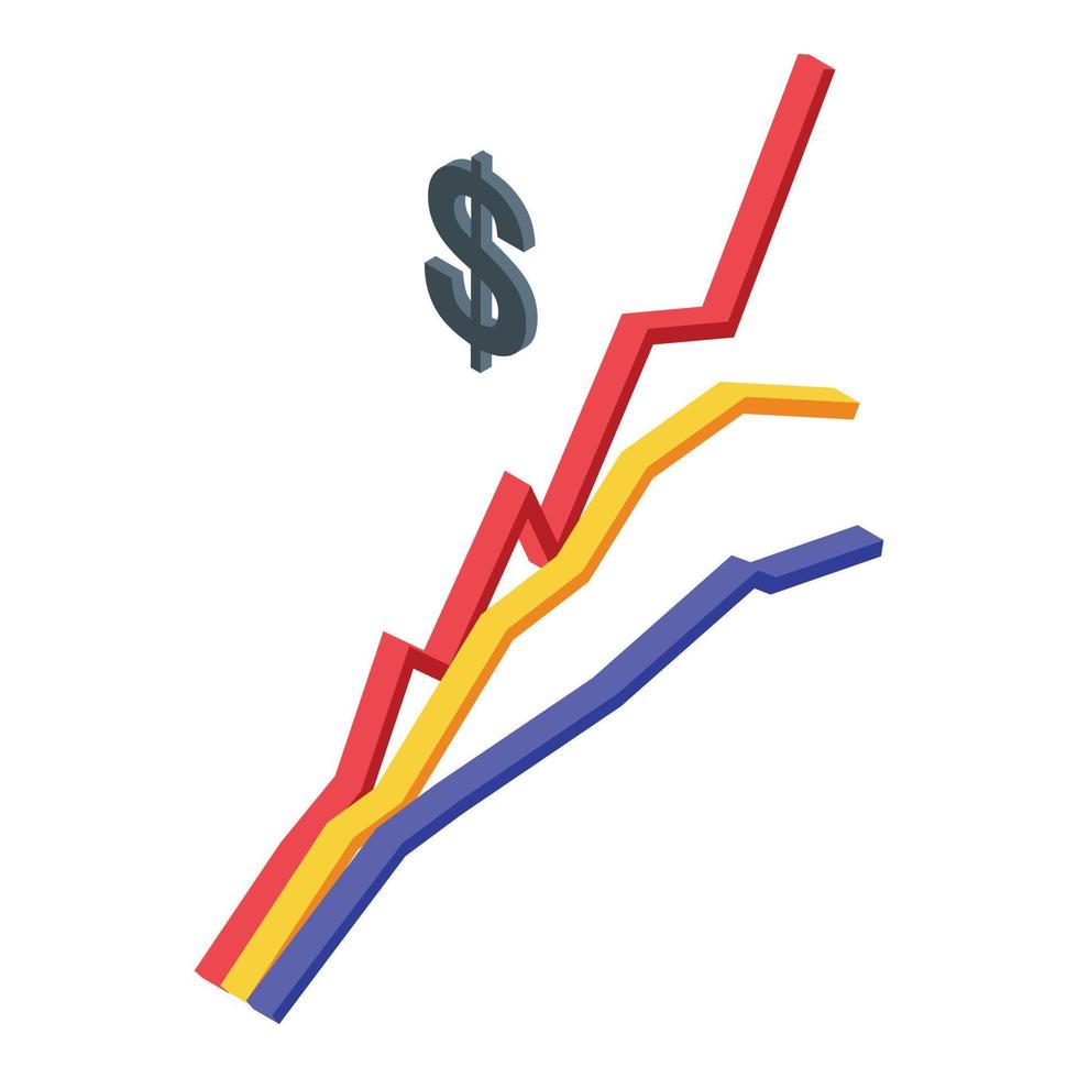 Successful campaign money chart icon, isometric style vector