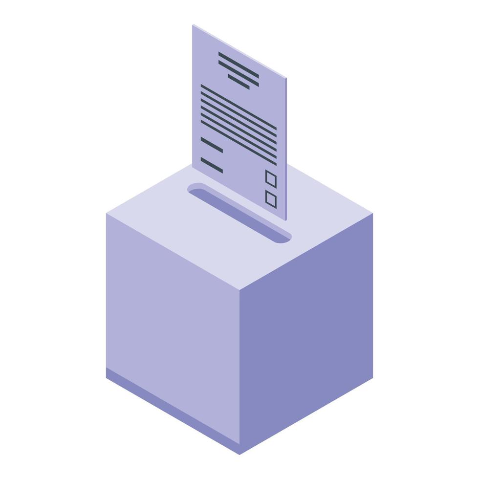 Democracy ballot box icon, isometric style vector