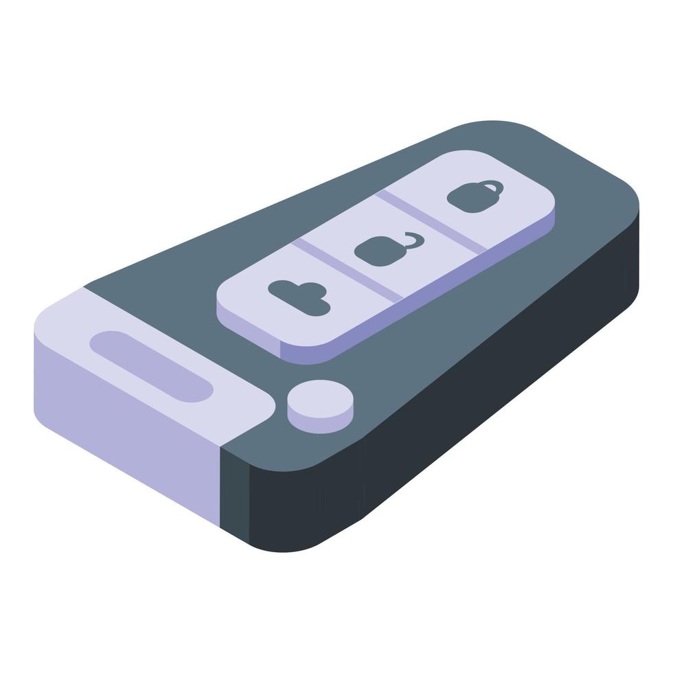 Smart car key caution icon, isometric style vector