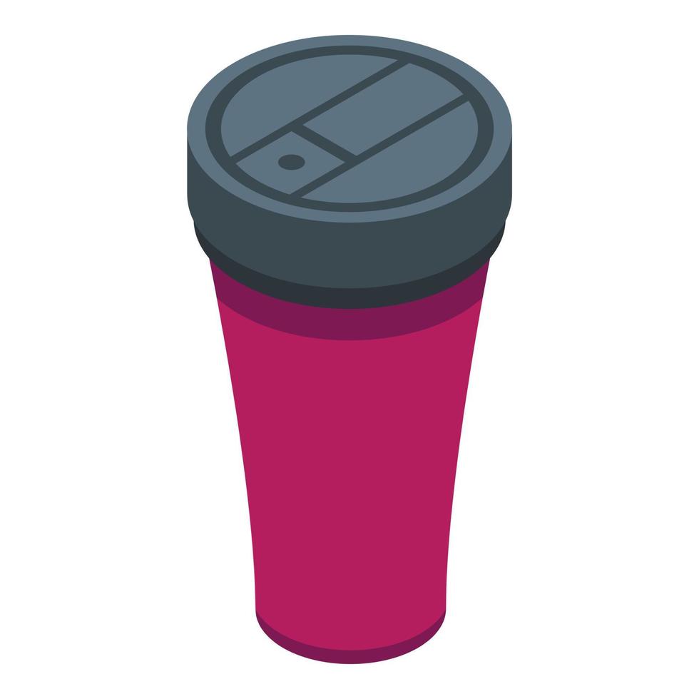 Aluminium thermo cup icon, isometric style vector