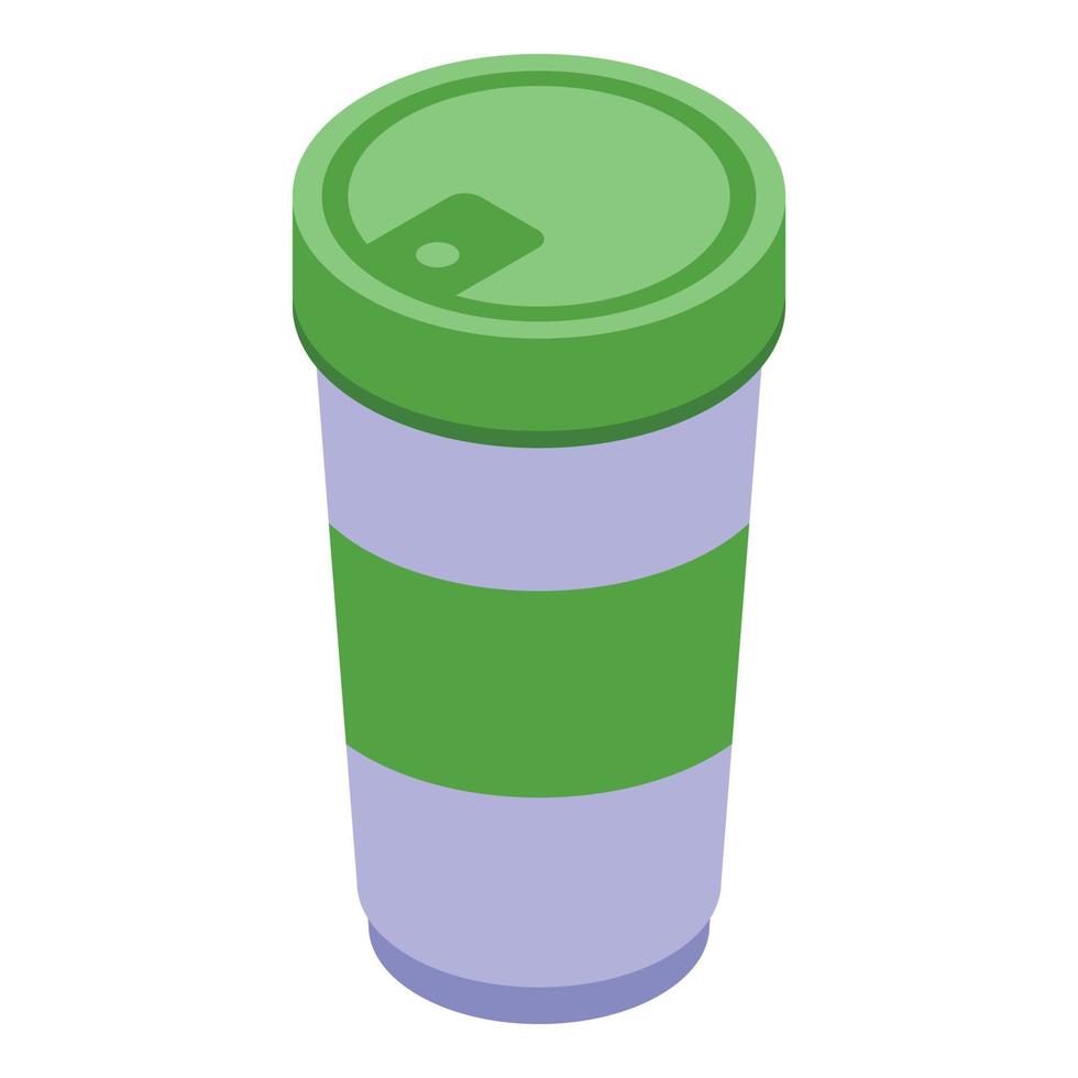 Coffee thermo cup icon, isometric style vector