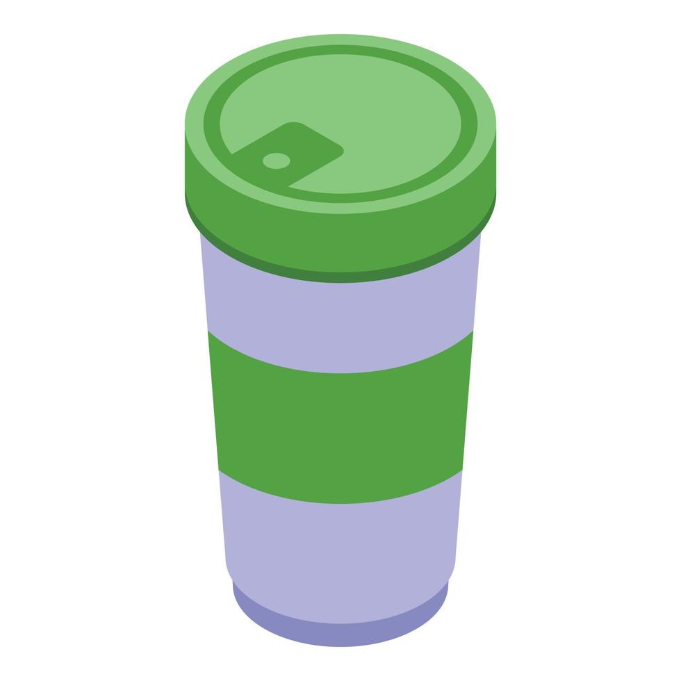 Coffee thermo cup icon, isometric style vector