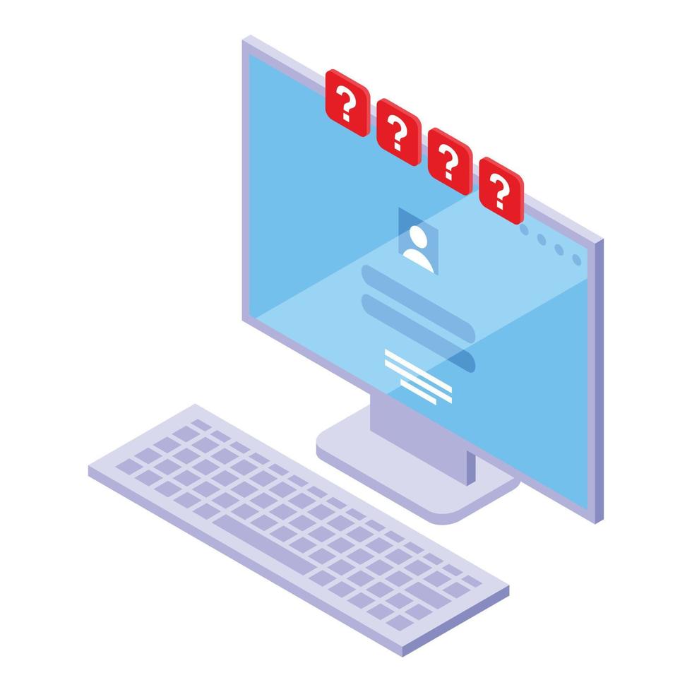 Computer password protection icon, isometric style vector