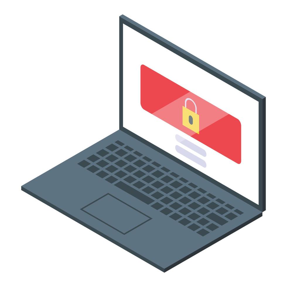 Laptop password protection icon, isometric style vector