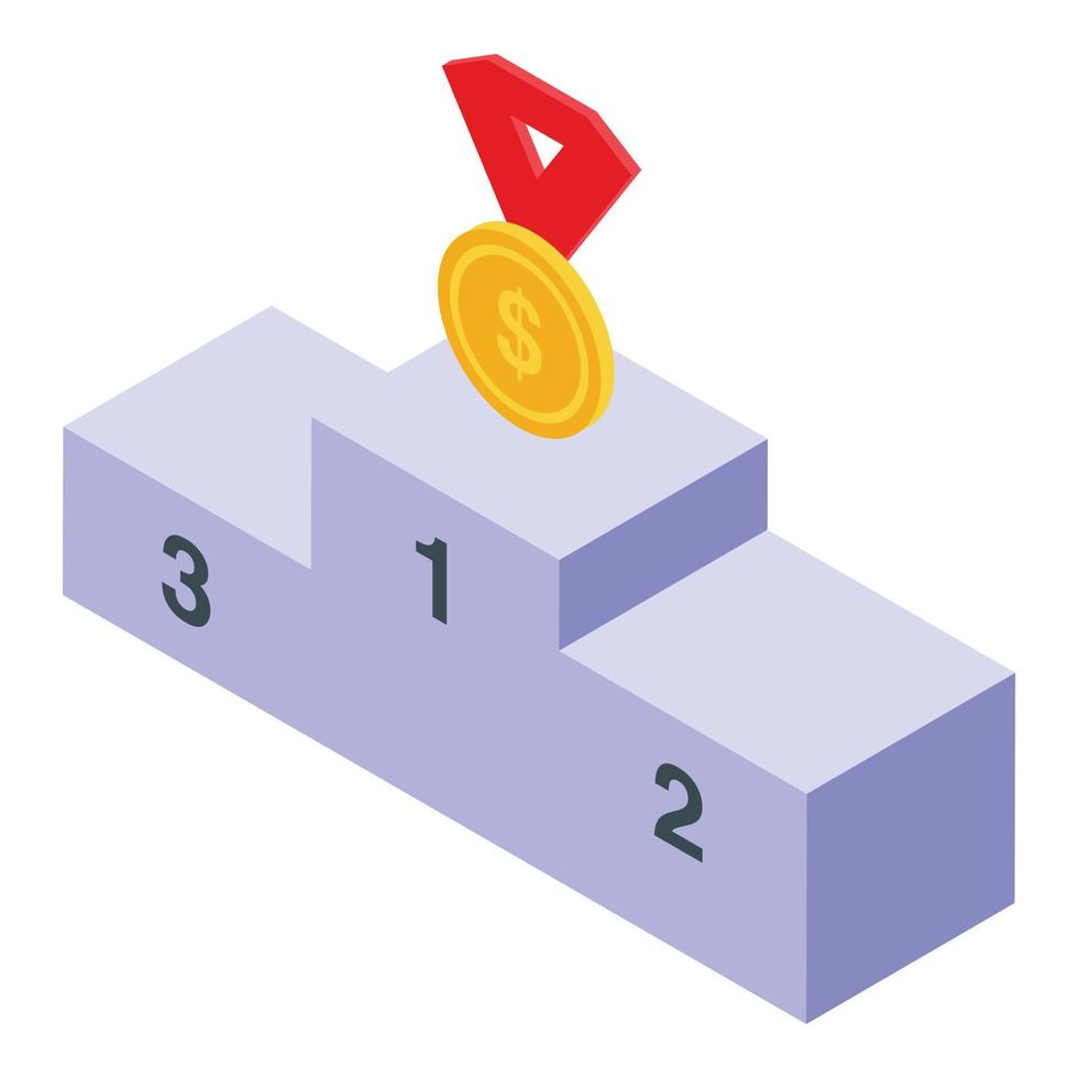 Successful career podium icon, isometric style vector